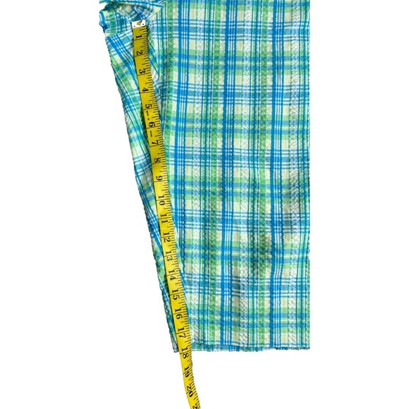 Talbots Woman Petite Seersucker Pedal Pusher Short Capri Pants 18W Blue Plaid - Picture 6 of 12